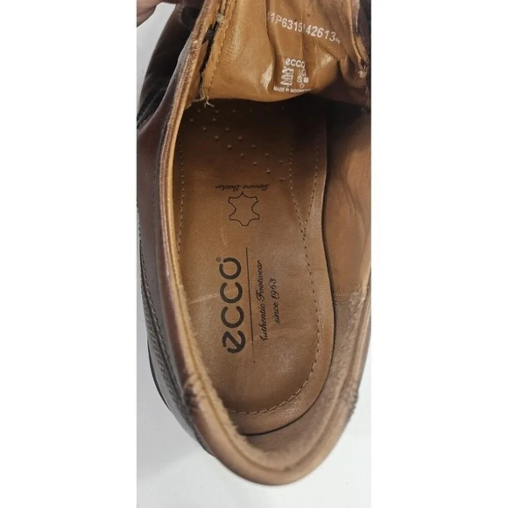 Ecco Calcan Shoes Men's Size 41 /~7 Apron Toe Derby Business Lace up Dress Brown